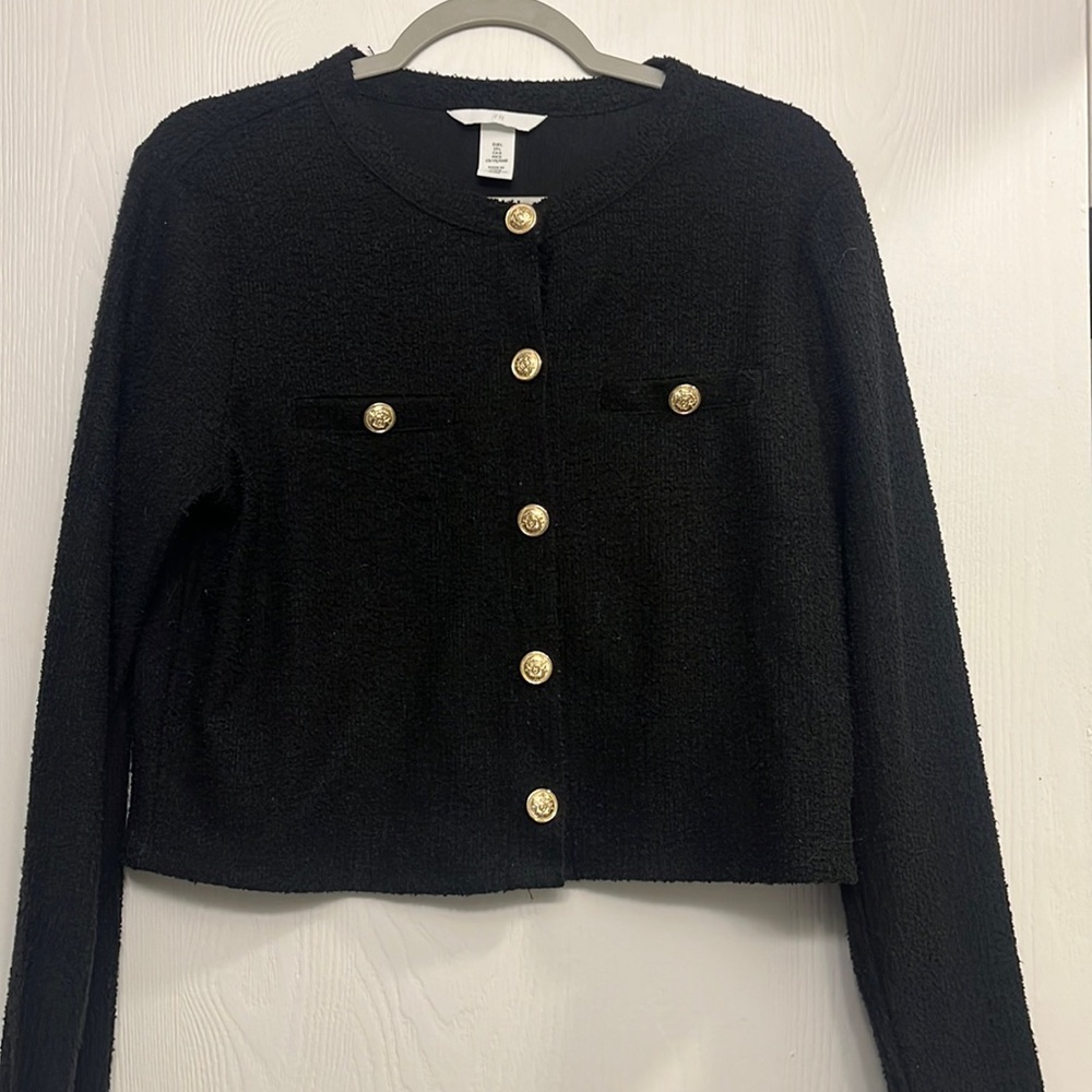 H&M Black Lady Cardigan Jacket with Gold Buttons